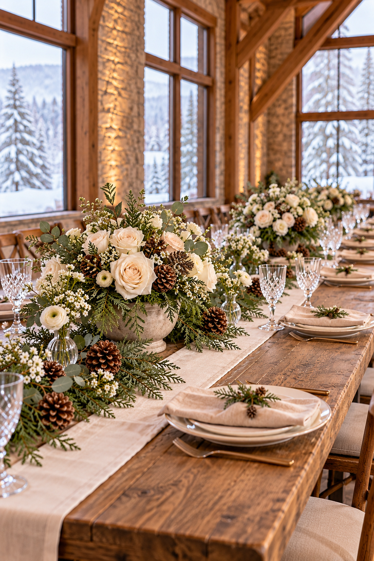 27 Rustic Winter Wedding Table Centerpieces
