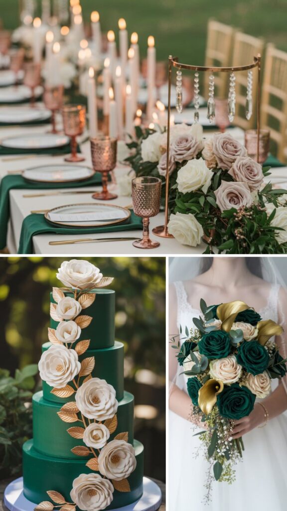 Elegant winter wedding table setting with soft lighting

