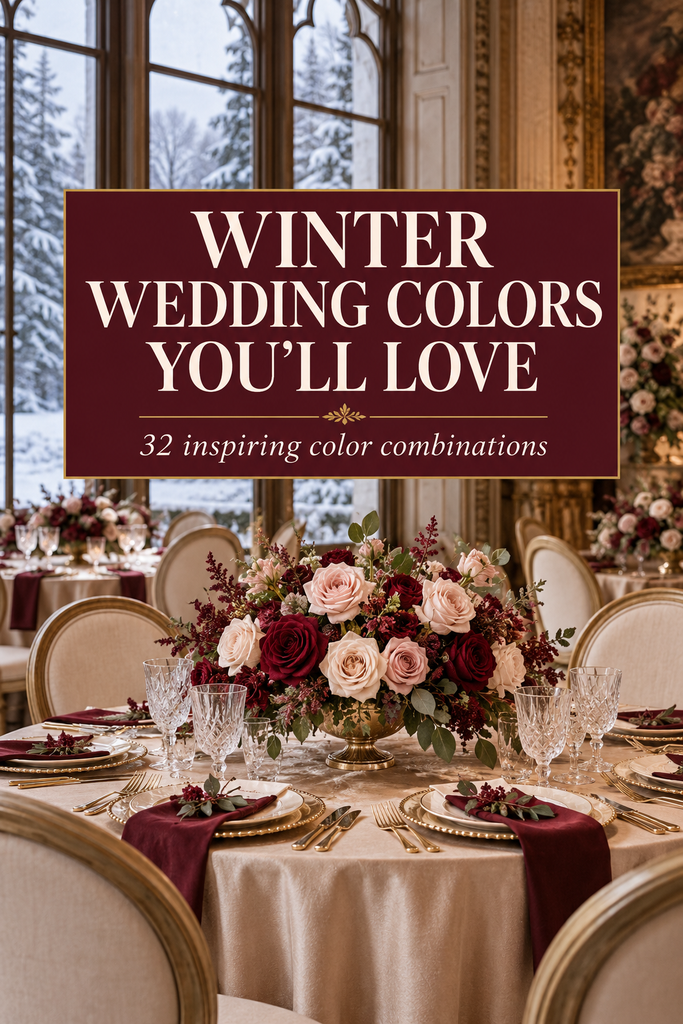 Burgundy and blush winter wedding color palette