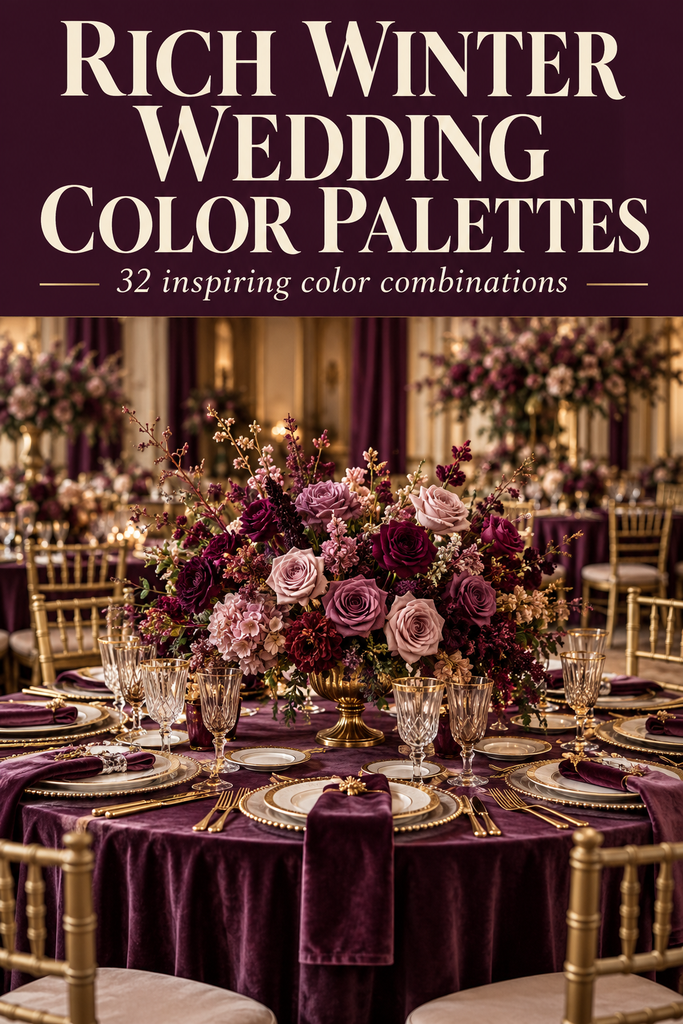 Opulent plum and gold winter wedding