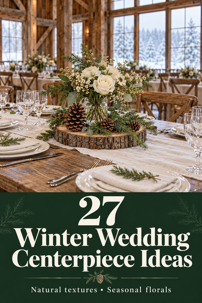 Rustic winter wedding centerpieces