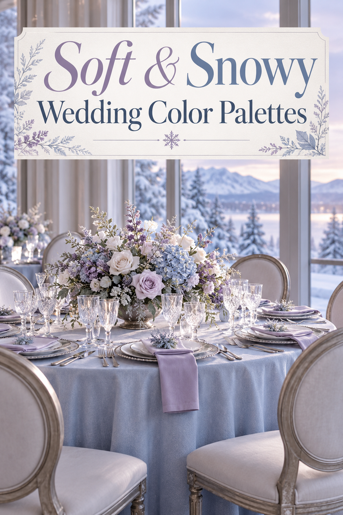 Soft snowy winter wedding color palette