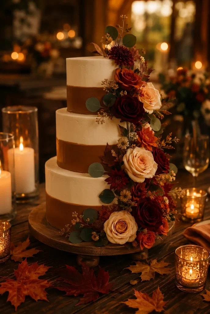 Toffee and cream two-tone wedding cake