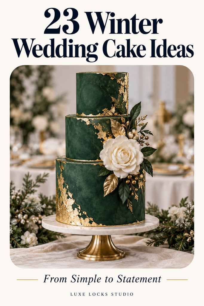 Emerald green statement winter wedding cake