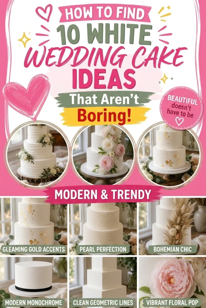 white wedding cake pin