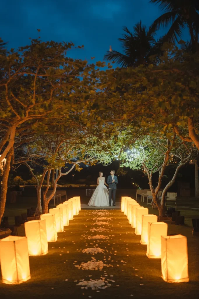 Lantern-Lit Aisle at Golden Hour