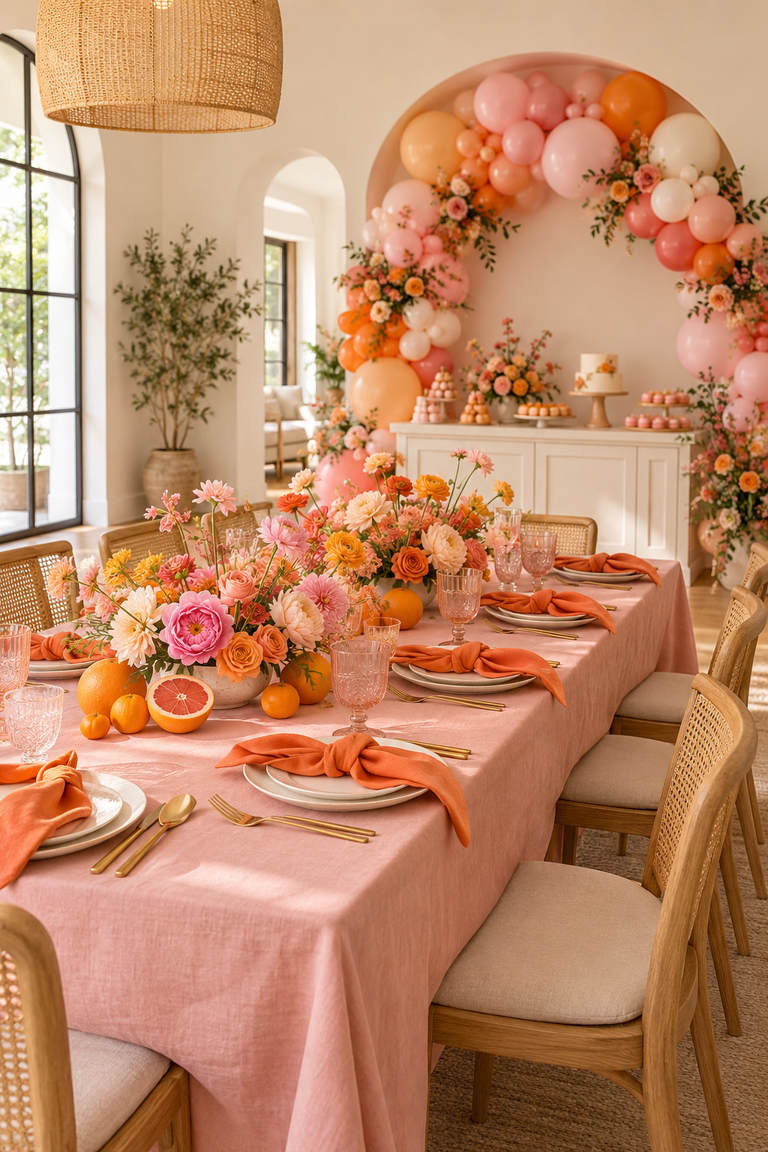 21 Pink and Orange Bridal Shower Decor Ideas