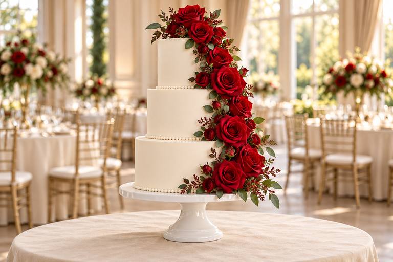 16 Romantic Wedding Cake Designs With Red Roses