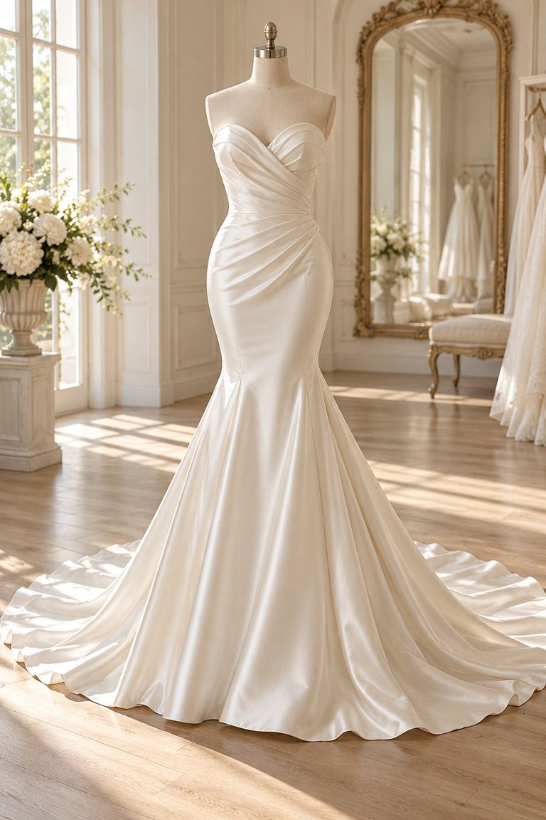 25 Satin Trumpet Wedding Dress Ideas