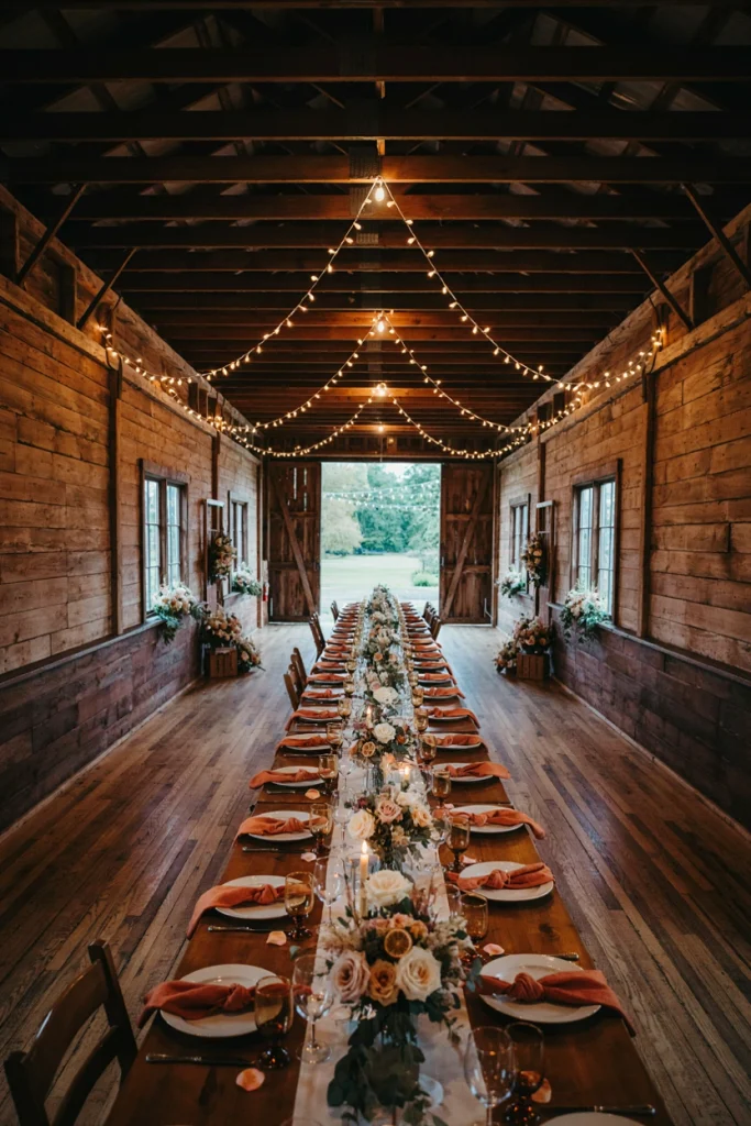 Warm toned tablescape with cinnamon sticks and orange slices