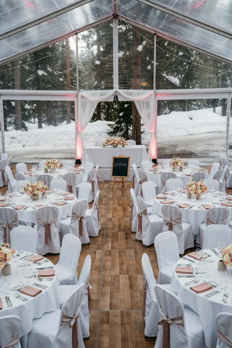 pink winter wonderland wedding