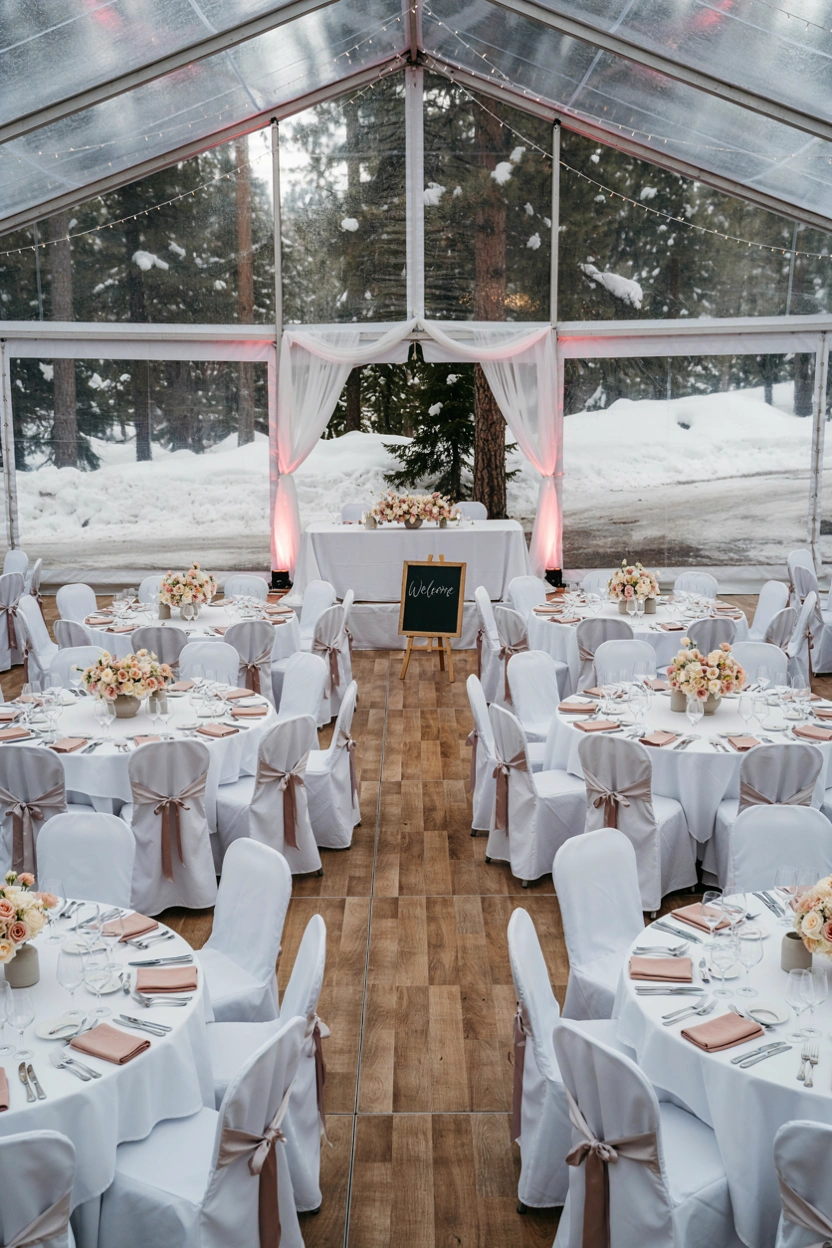 pink winter wonderland wedding